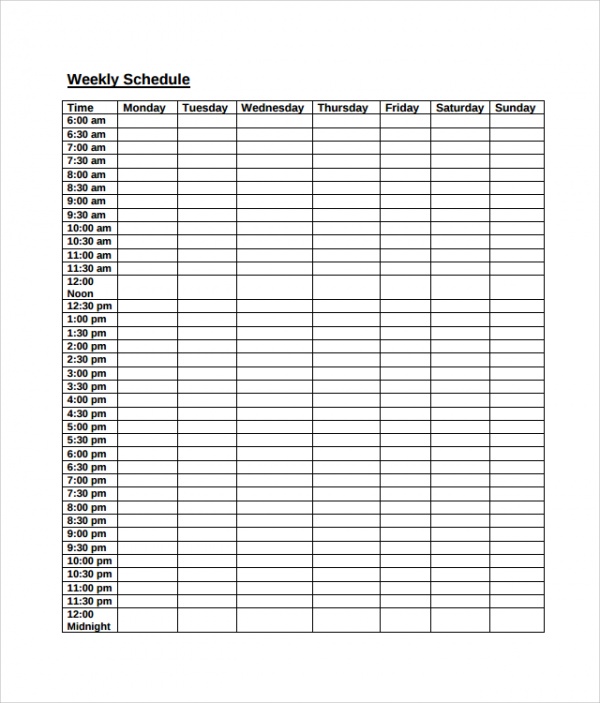 Weekly Work Schedule Pdf